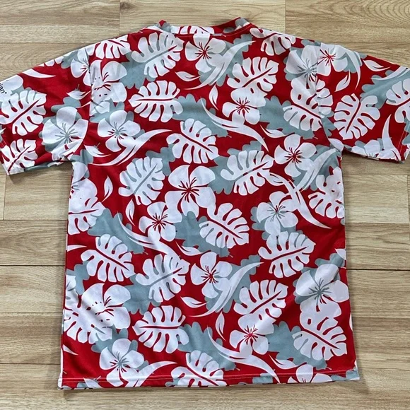 Angels Baseball Button Up Shirt Hawaiian Floral MLB Red Los Angeles - Picture 2 of 2
